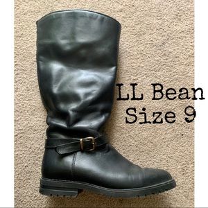 LL Bean Black Leather High Boots Size 9. NWOT